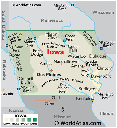 MAP of Iowa on a map of the USA